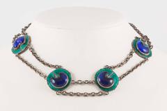 Silver and enamel necklace and buckle attributed to Piel Freres Paris