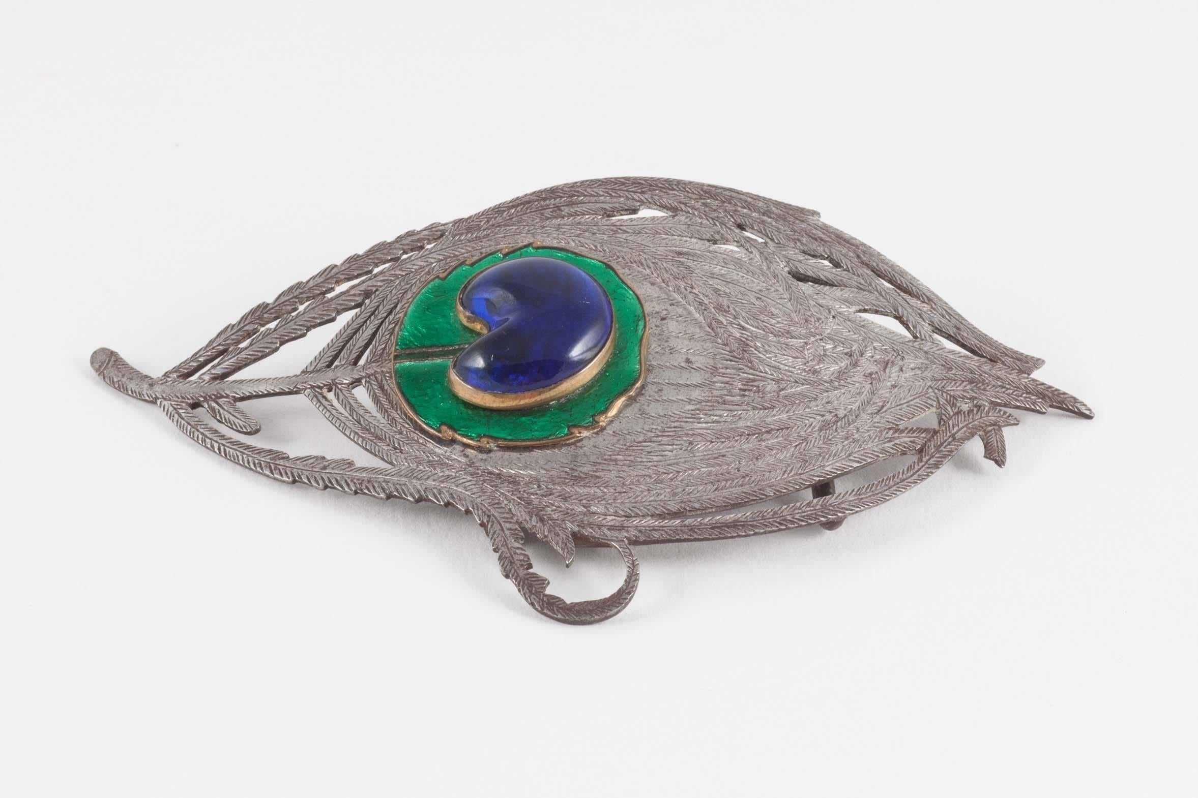 Silver and enamel necklace and buckle attributed to Piel Freres Paris 4