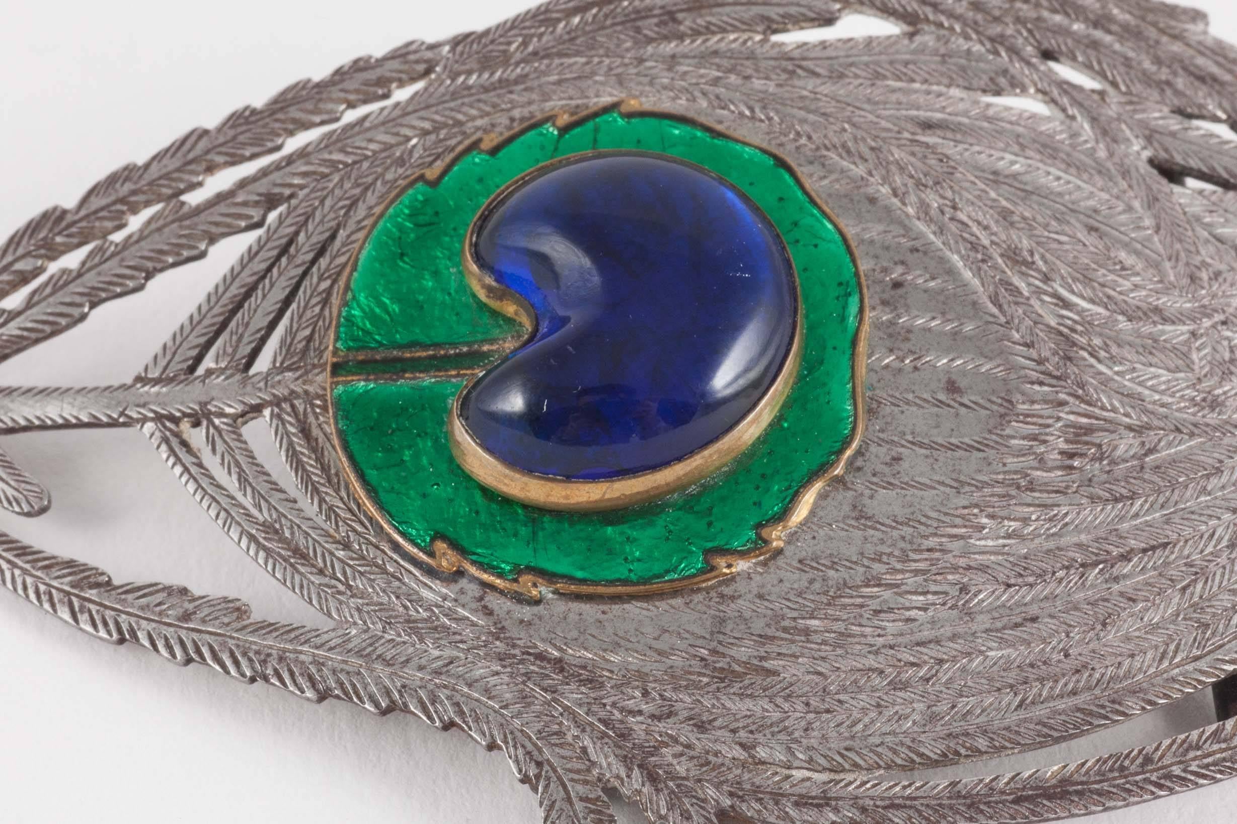 Silver and enamel necklace and buckle attributed to Piel Freres Paris 5