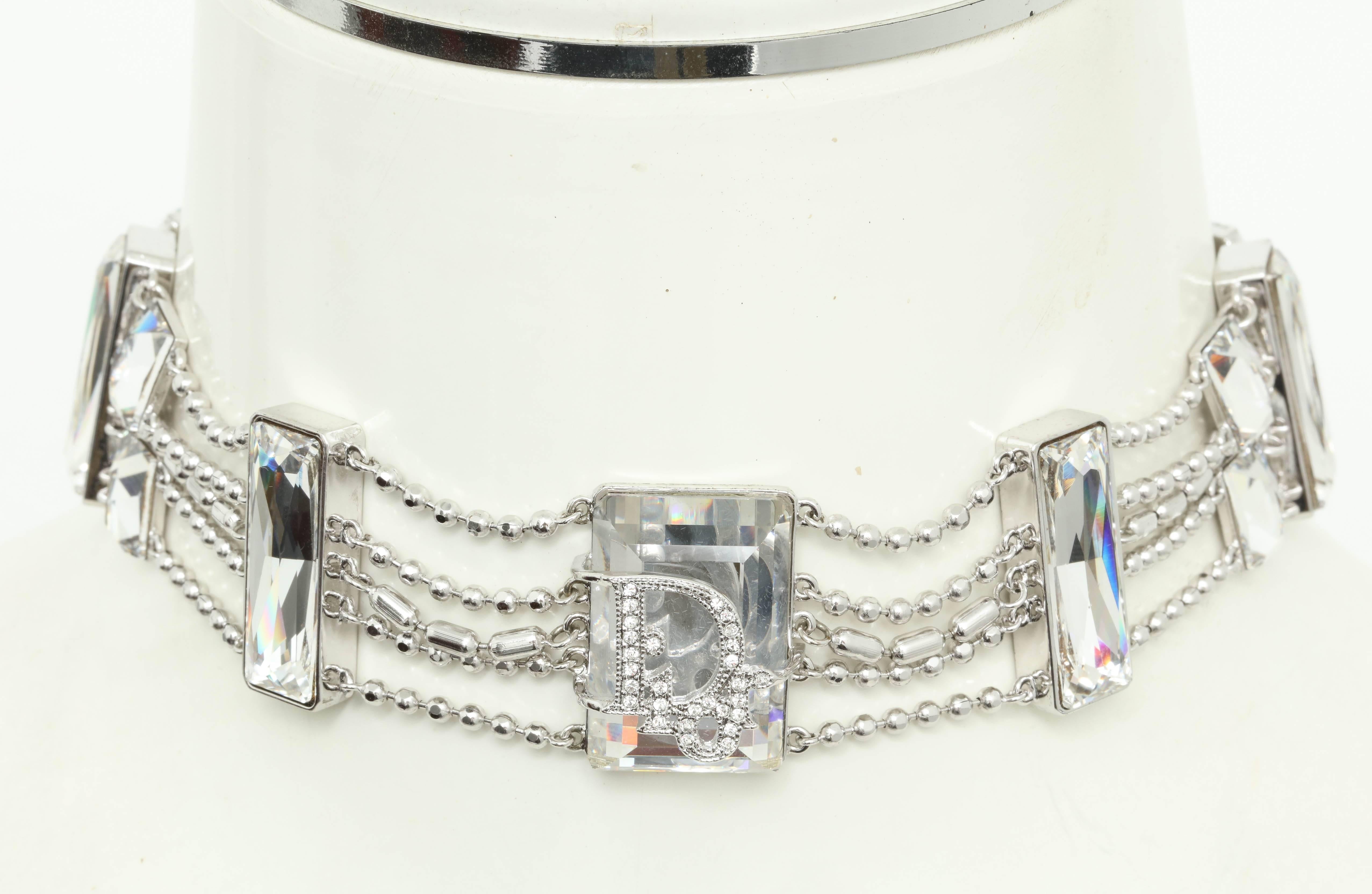 Christian Dior Crystal Choker with Logos For Sale 1