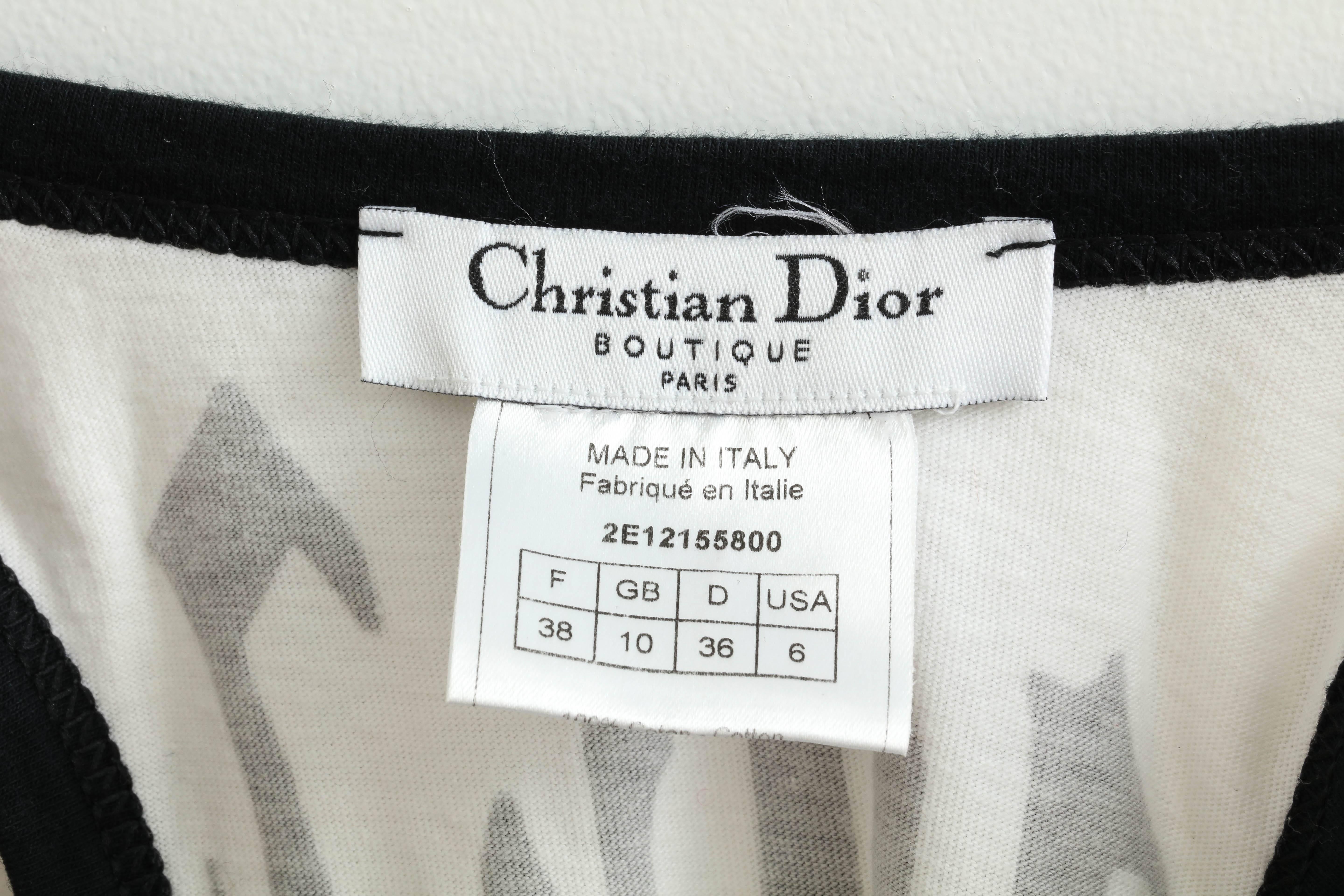 Gray Christian Dior White/Black Gothic Logo Tank Top T-shirt