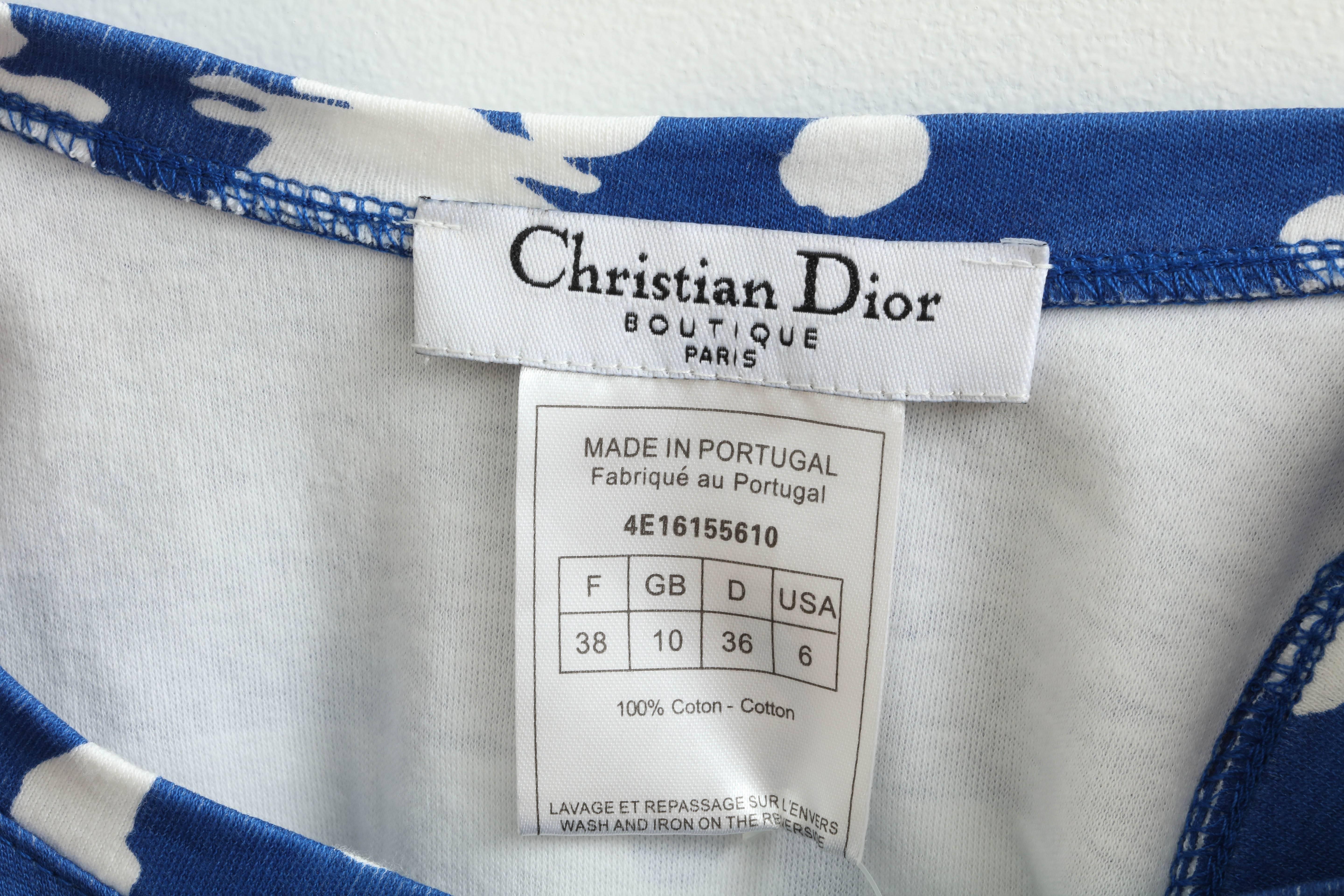 Women's Christian Dior Blue/White Logo Tank Top T-shirt