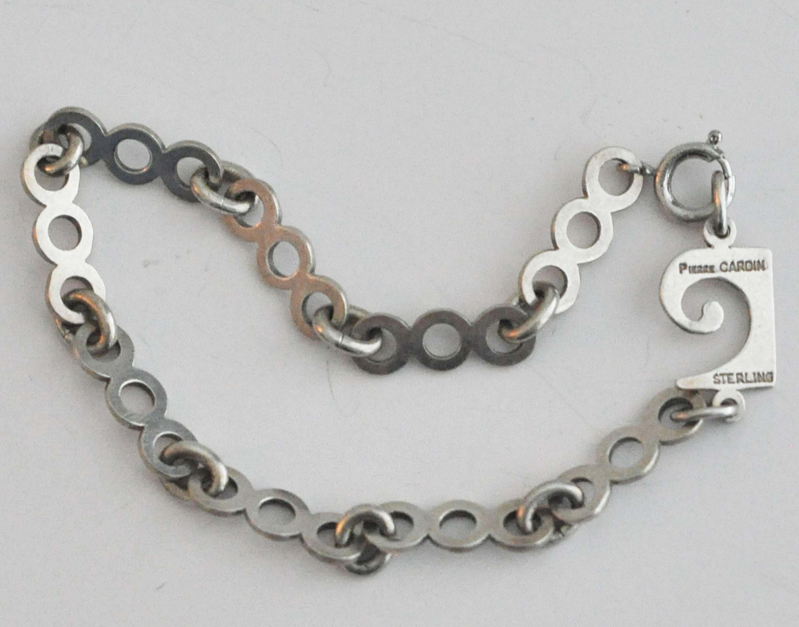 Modern 1970s Pierre Cardin Sterling Silver Link Bracelet/Space Age For Sale