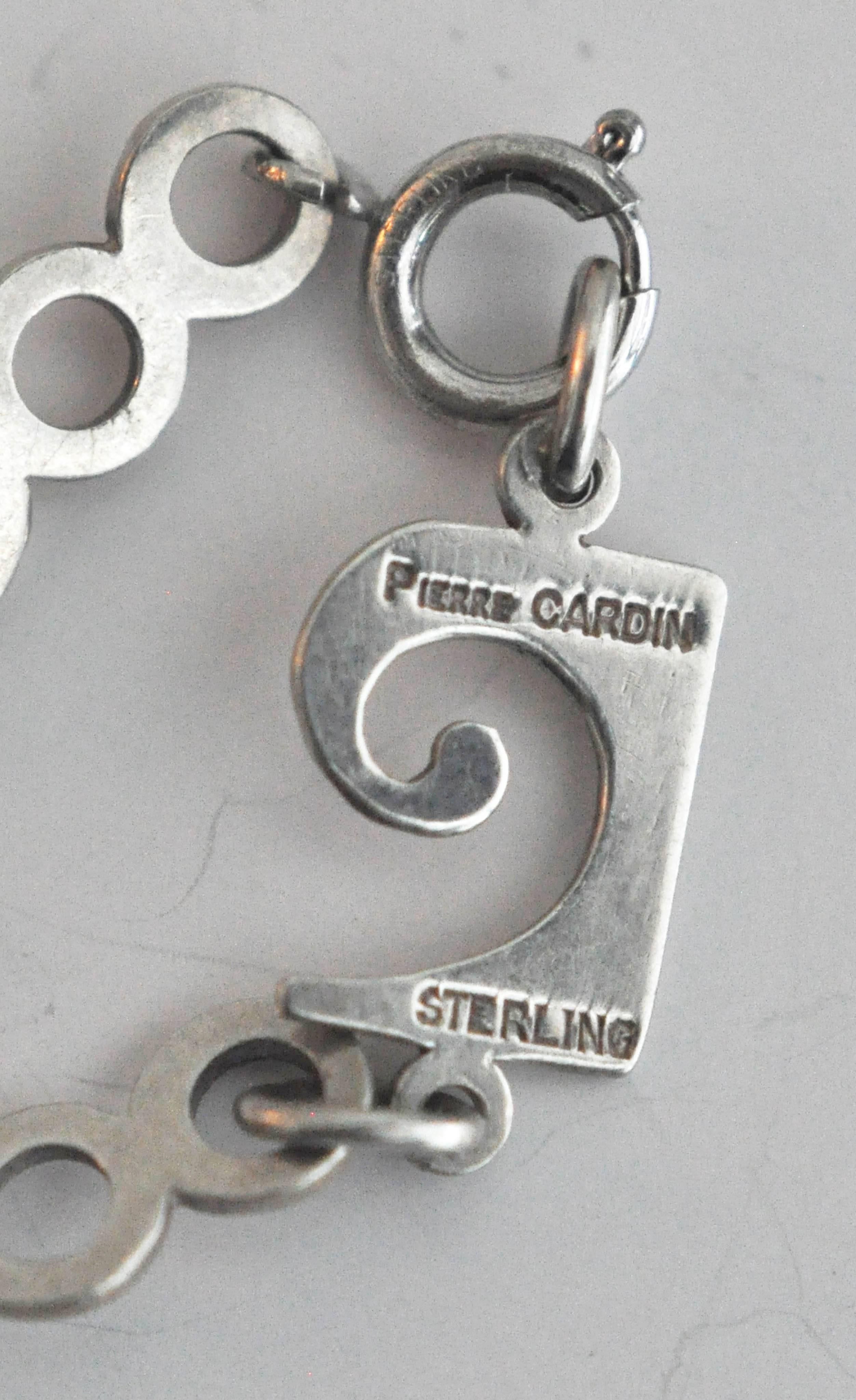 Women's 1970s Pierre Cardin Sterling Silver Link Bracelet/Space Age For Sale