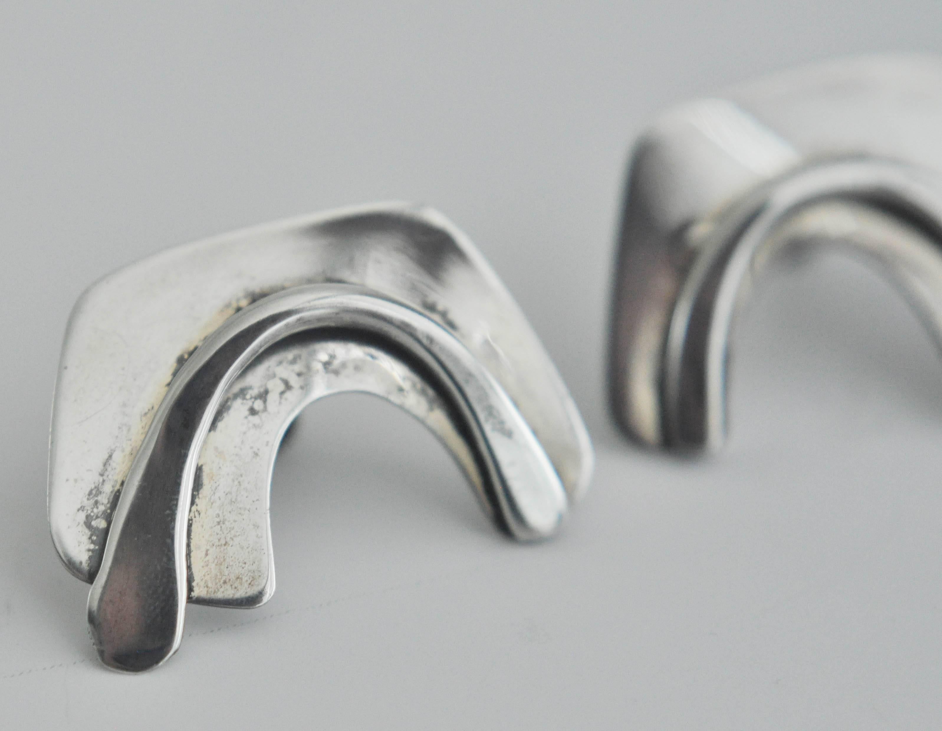 Modernist Mid-Century Modern Art Smith Sterling Silver Earrings For Sale