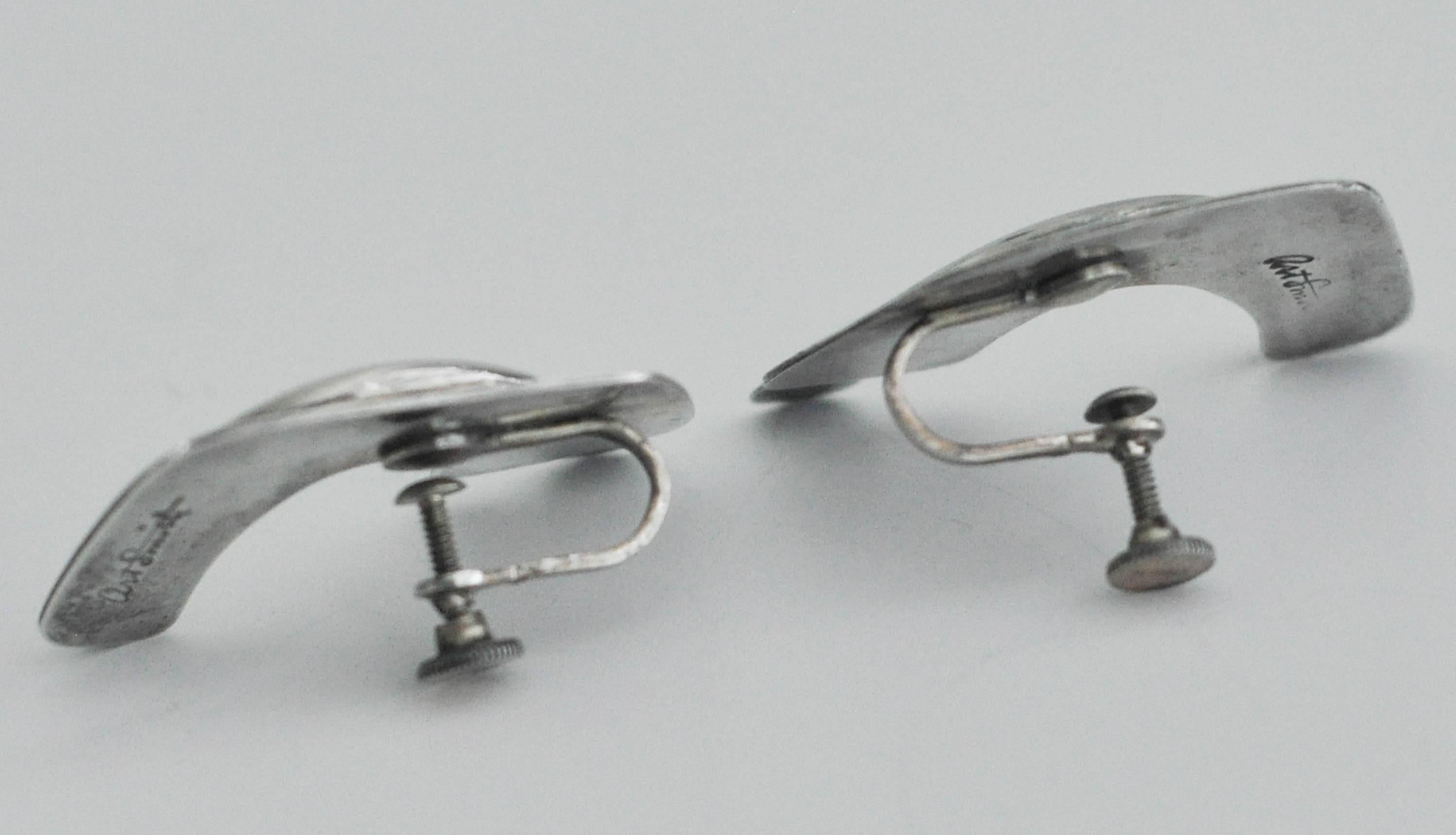 Mid-Century Modern Art Smith Sterling Silver Earrings In Good Condition For Sale In Winnetka, IL