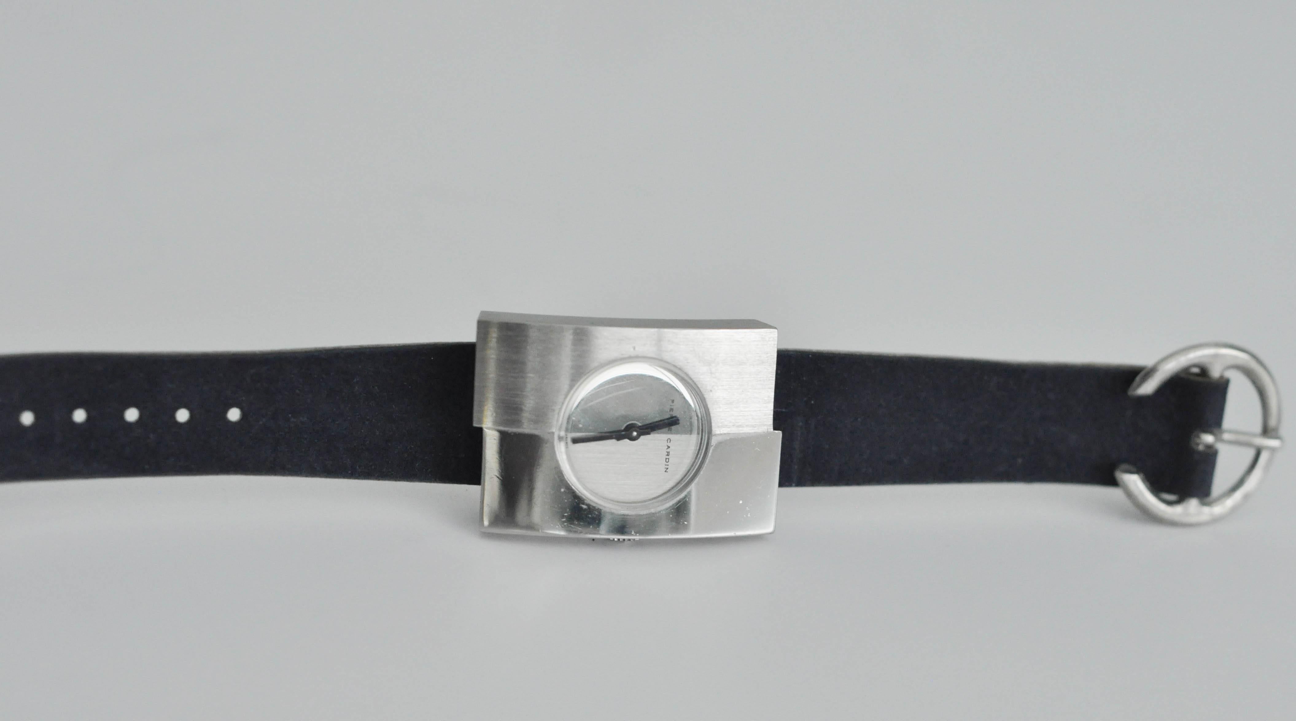 Jaeger by Pierre Cardin stainless steel Modernist Manual Wristwatch In Good Condition For Sale In Winnetka, IL