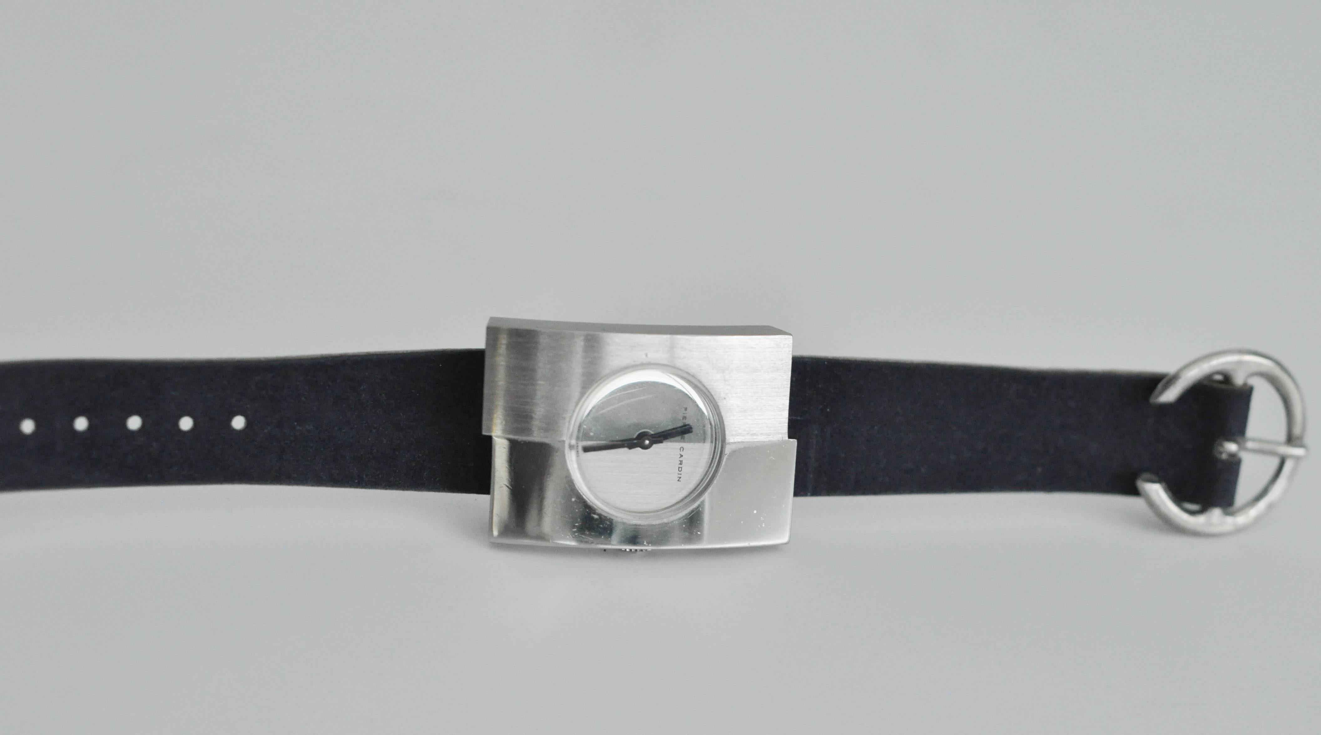 Jaeger by Pierre Cardin stainless steel Modernist Manual Wristwatch  In Good Condition For Sale In Winnetka, IL