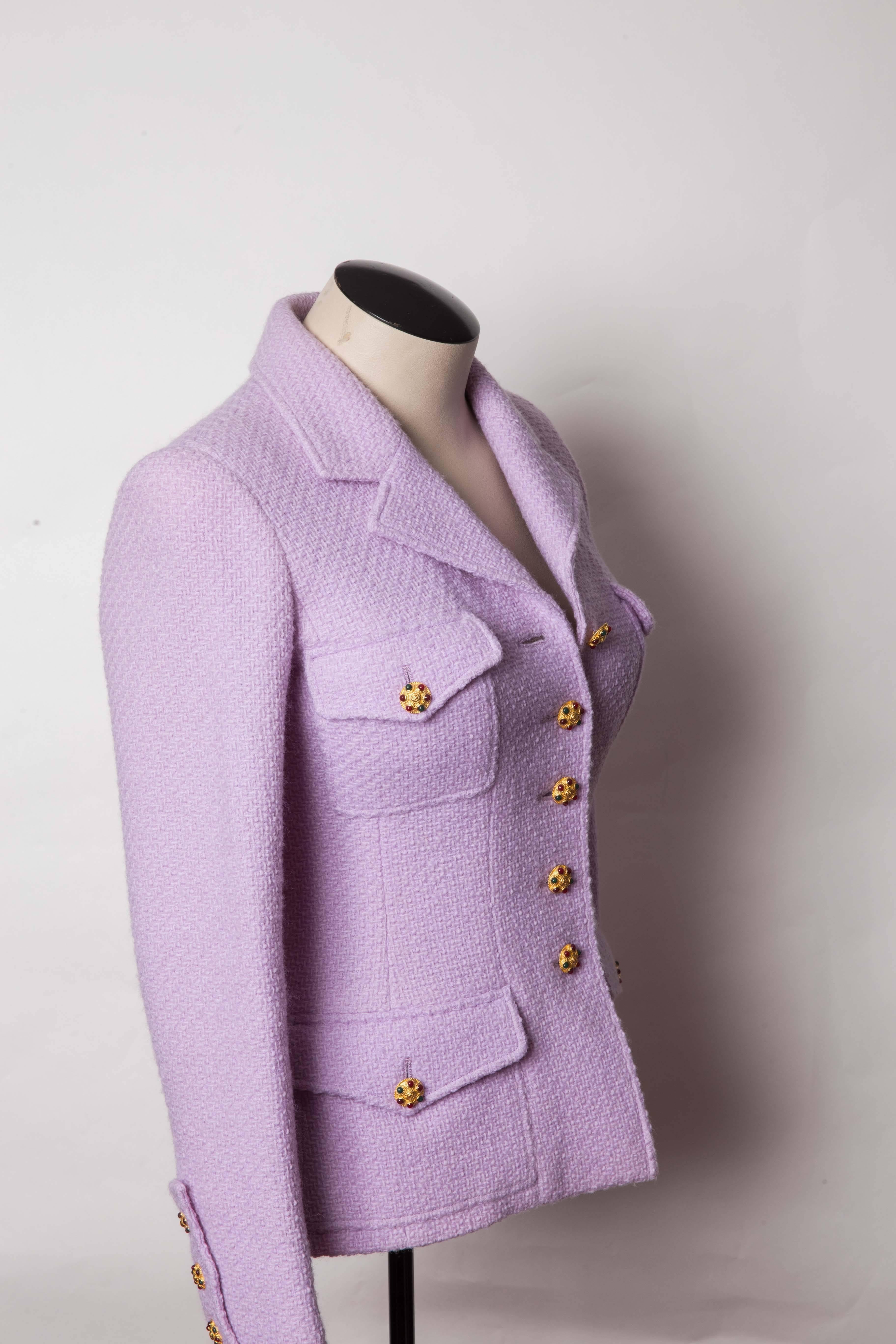 Purple Lilac Chanel Jacket with Gripoix Buttons
