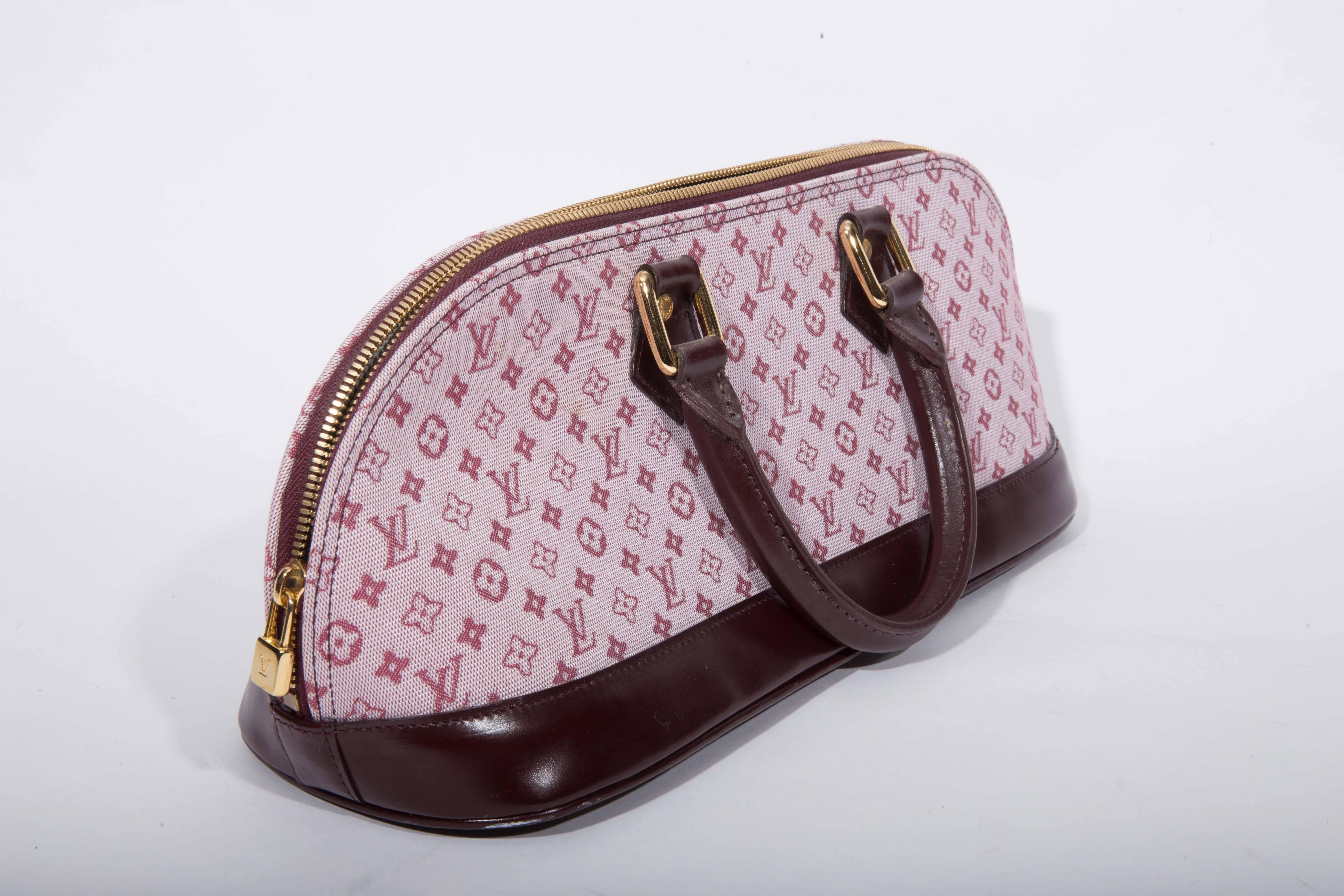 Gray Louis Vuitton Mini Lin Long Top Handle Handbag