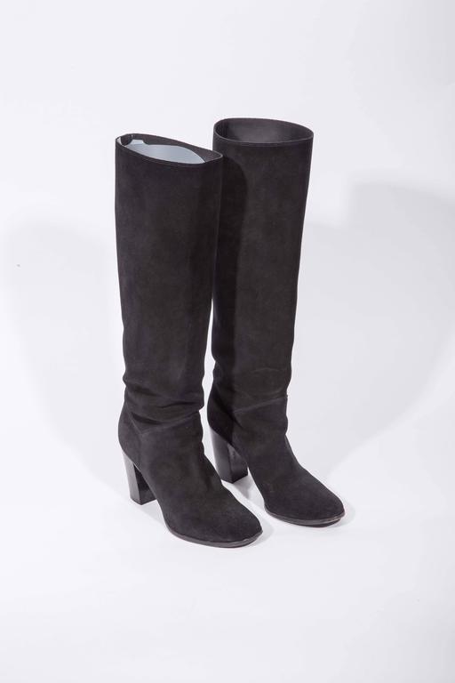 Chanel Black Suede Knee High Boots - Size 40 / 10 at 1stDibs