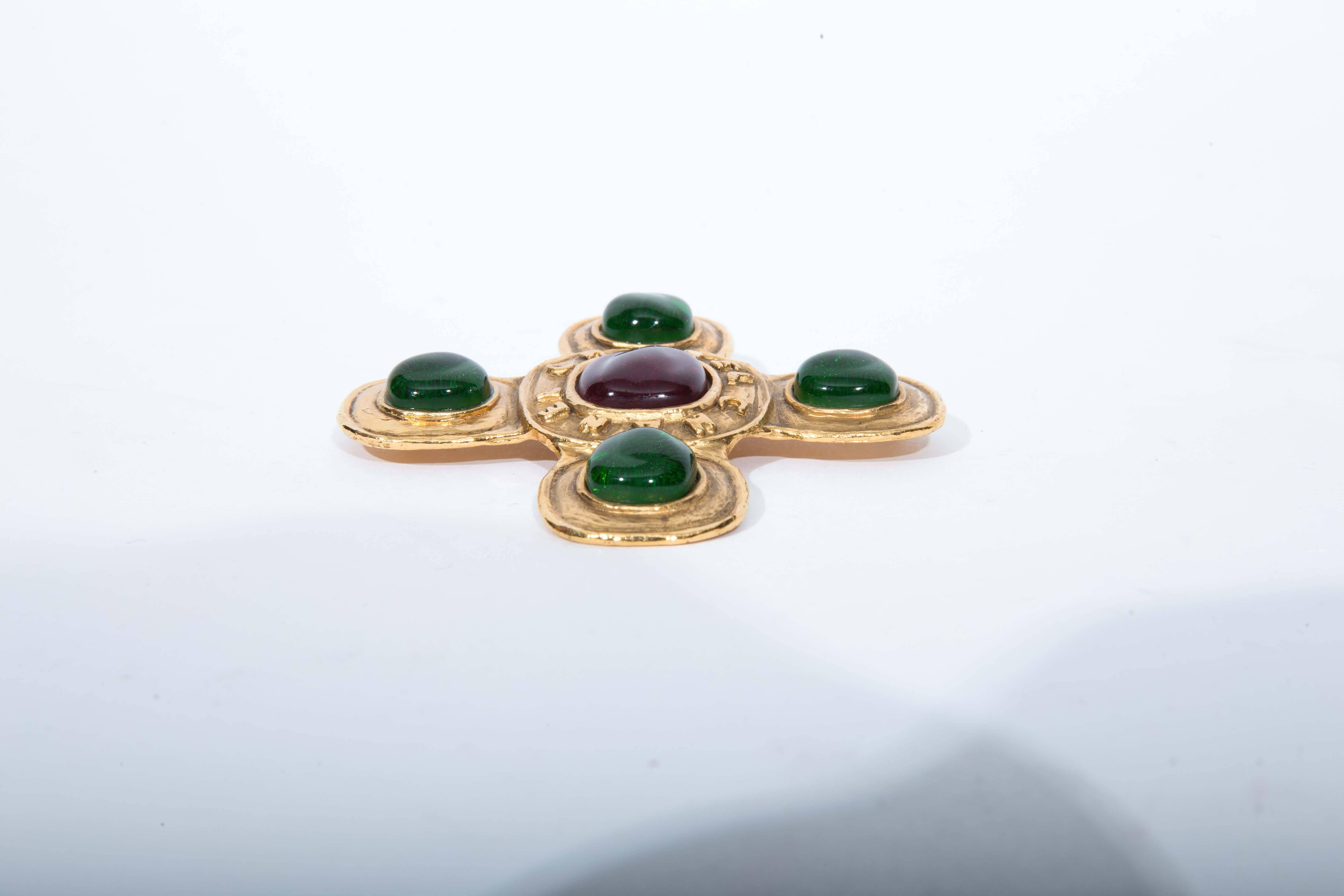Chanel Byzantine Style Gripoix Brooch For Sale 2