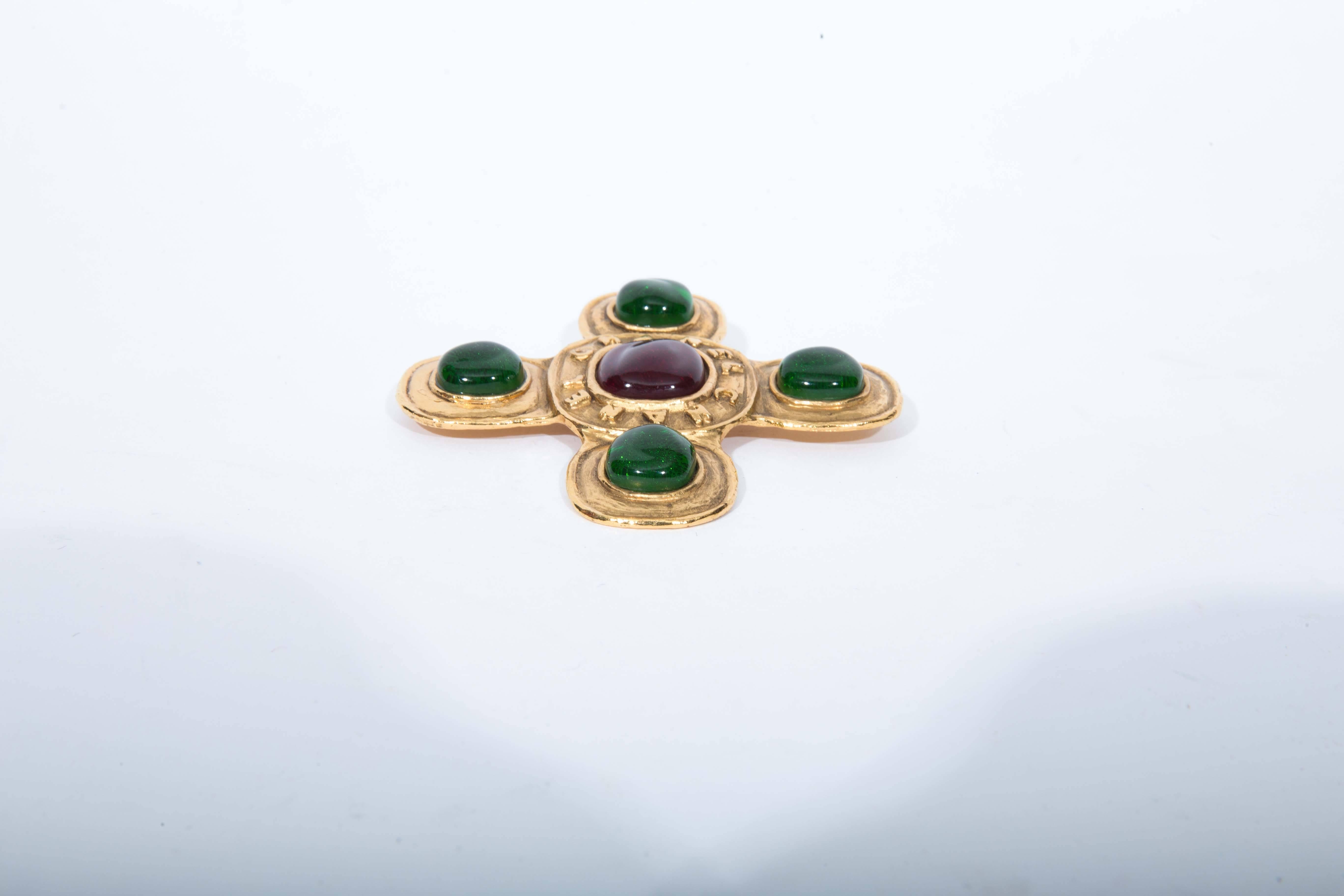 Chanel Byzantine Style Gripoix Brooch For Sale 3