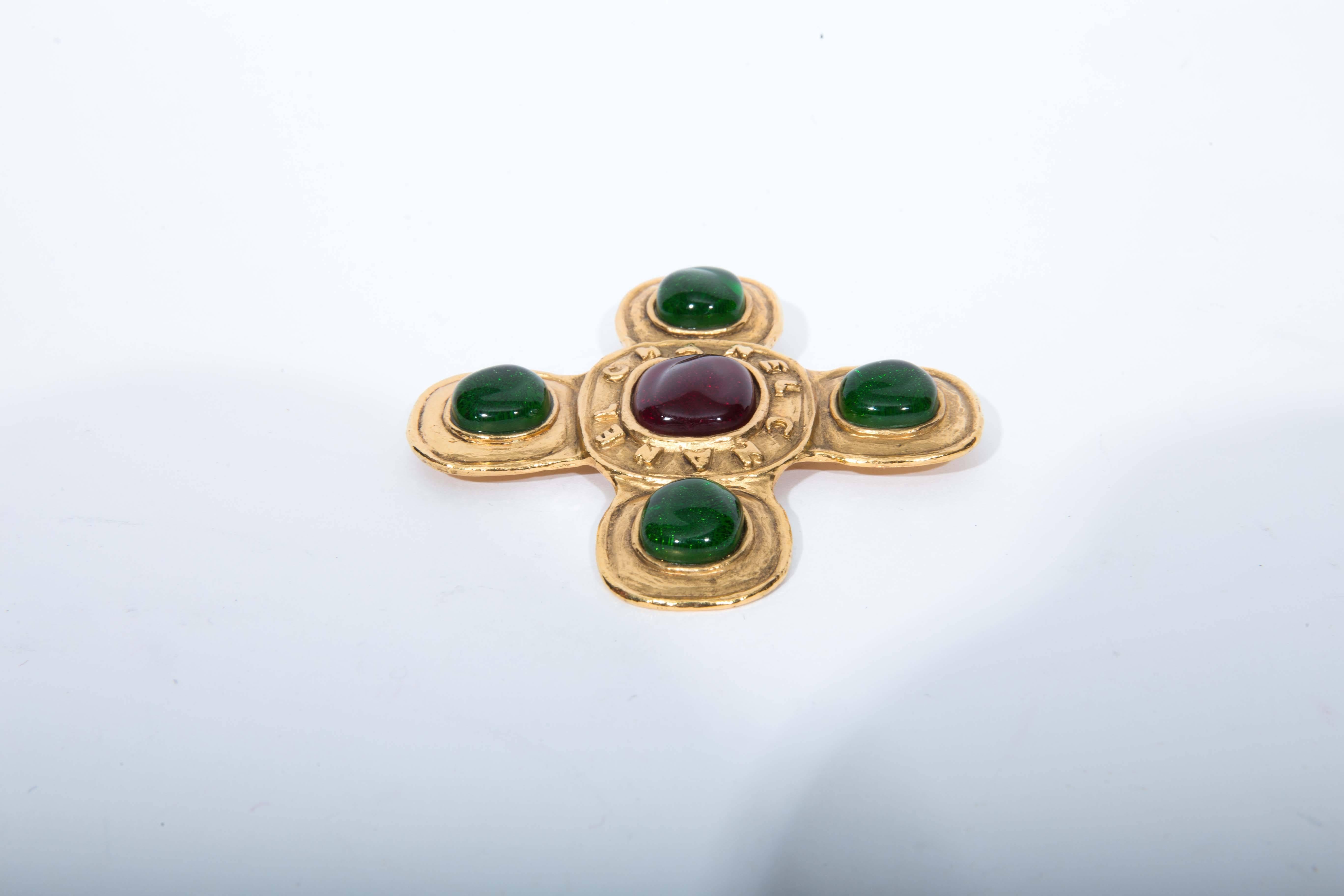 Chanel Byzantine Style Gripoix Brooch For Sale 4