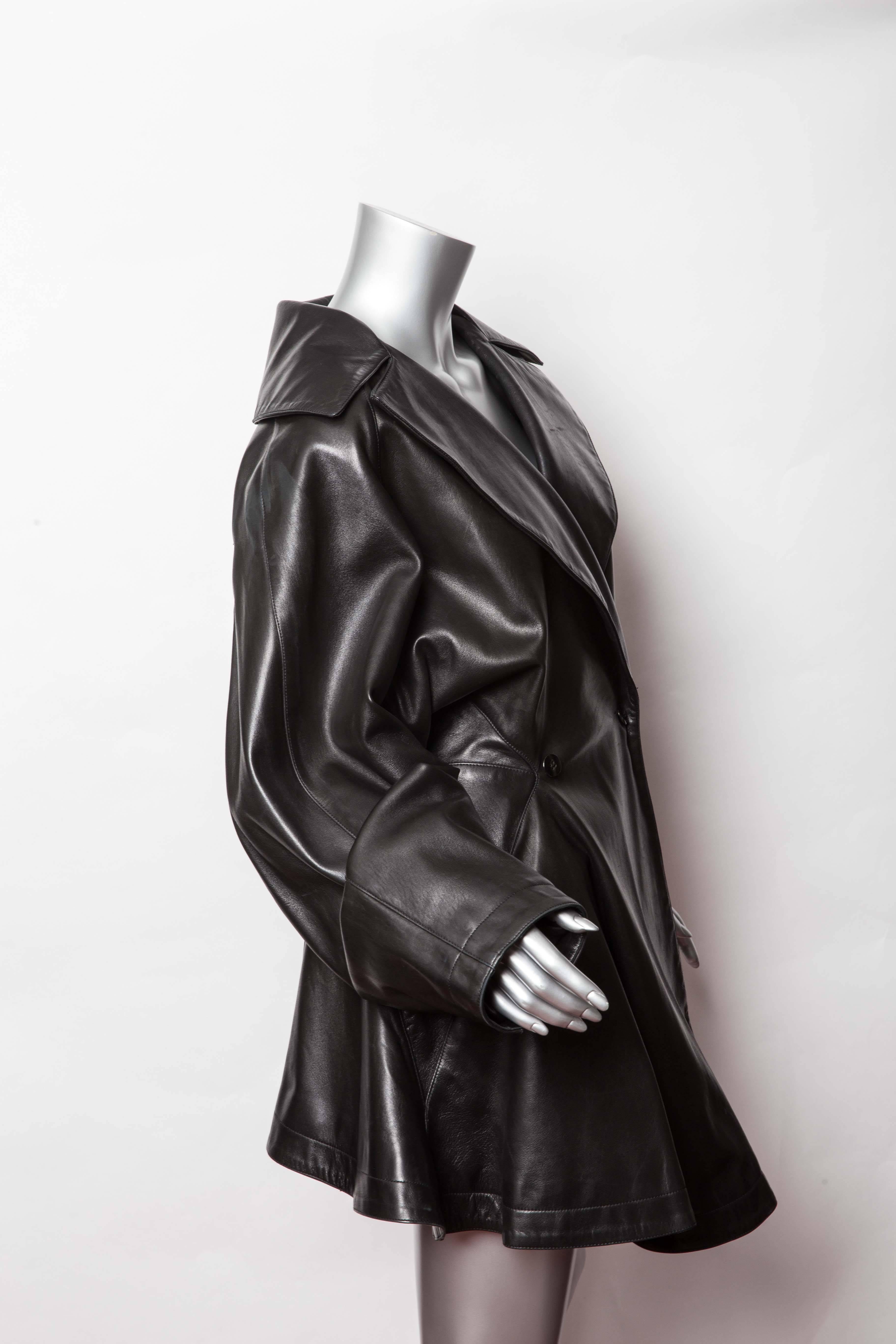 Vintage Alaia Black Leather Jacket  In Excellent Condition In Westhampton Beach, NY