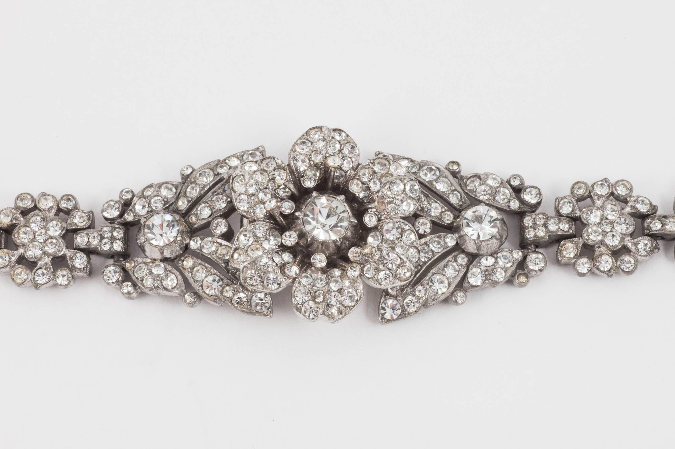 Trifari by Alfred Philippe 'floral' paste bracelet, 1930s In Excellent Condition In Greyabbey, County Down