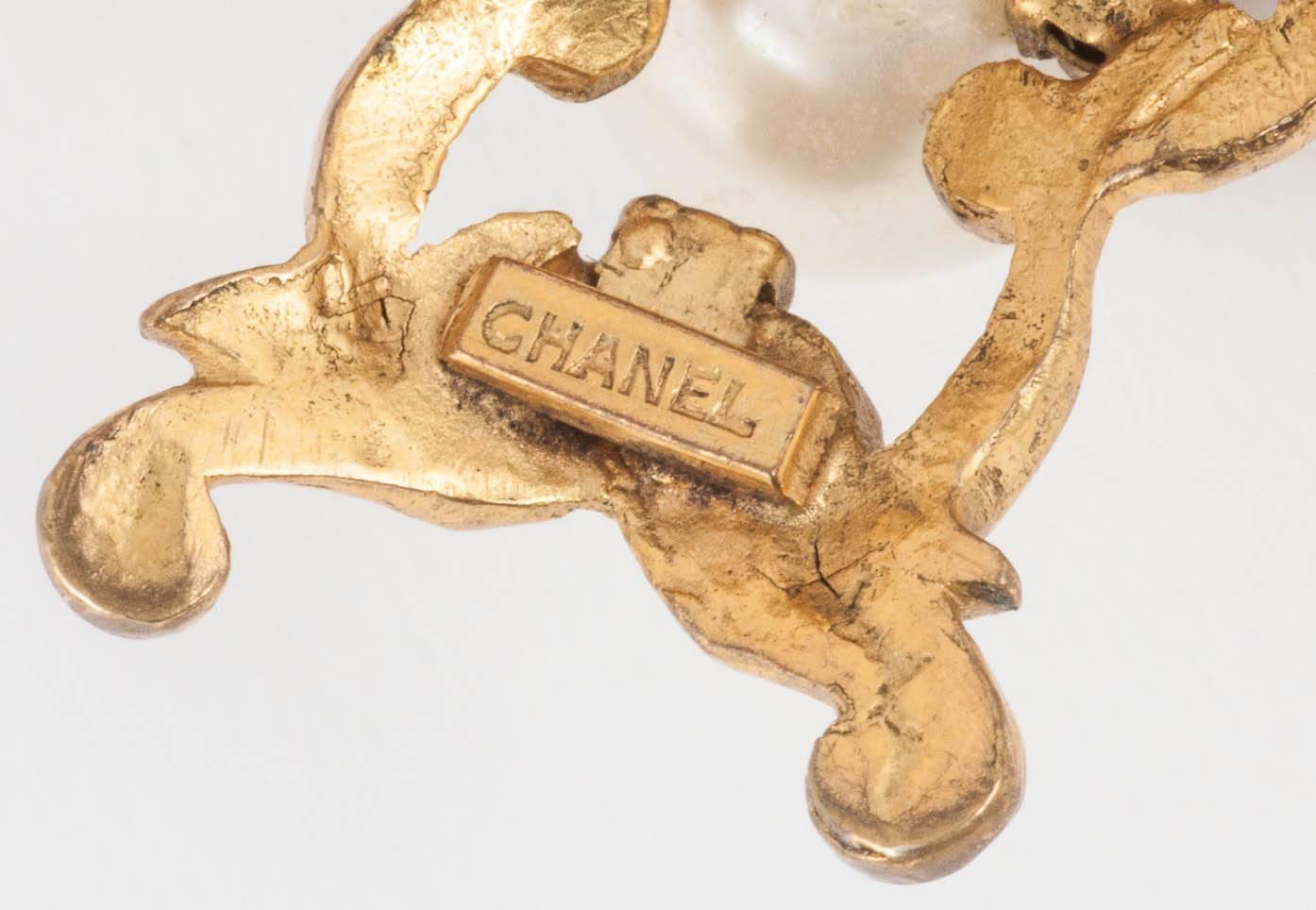 Beautiful handmade gilt, pearl and paste 'cruciform' brooch, Chanel, 1950s 1