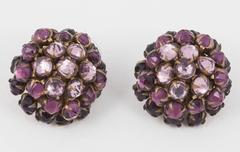 Amethyst glass faceted cabuchon collar and matching earrings, att. Lanvin, 1920s