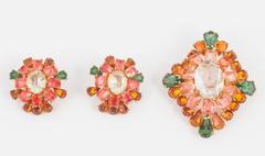 Beautiful French parure, with hand coloured stones, 1950s, F. Winter for Gres.