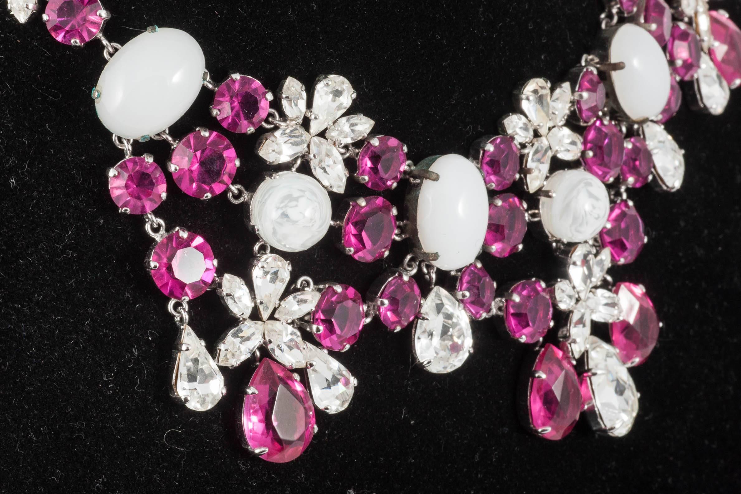 Women's Fabulous deep pink and moonstone paste necklace, Christian Dior, 1950s
