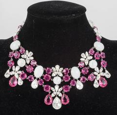 Fabulous deep pink and moonstone paste necklace, Christian Dior, 1950s