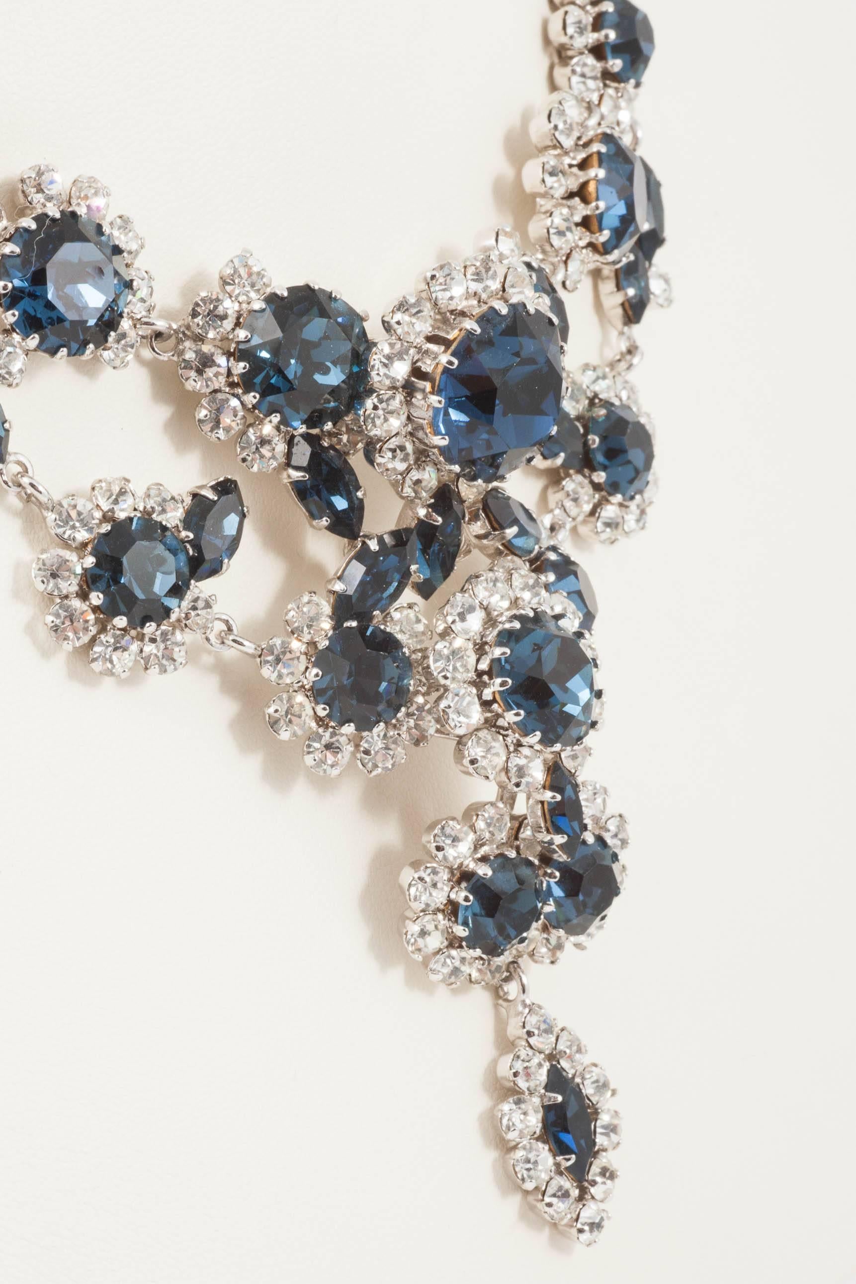 Women's Dynamic sapphire and clear paste necklace, Austria, 1960s
