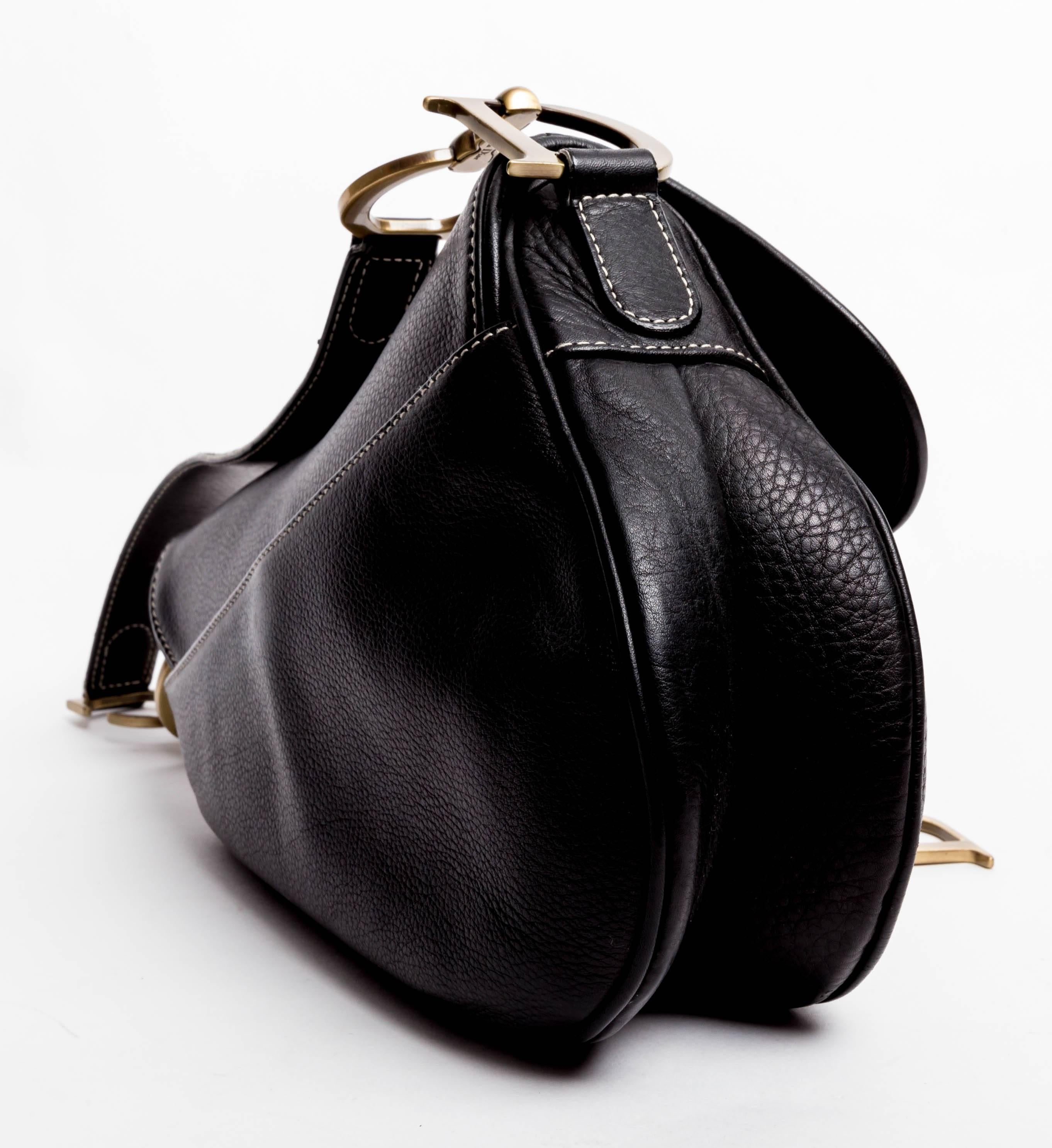 Christian Dior Black Leather Saddle Bag 1