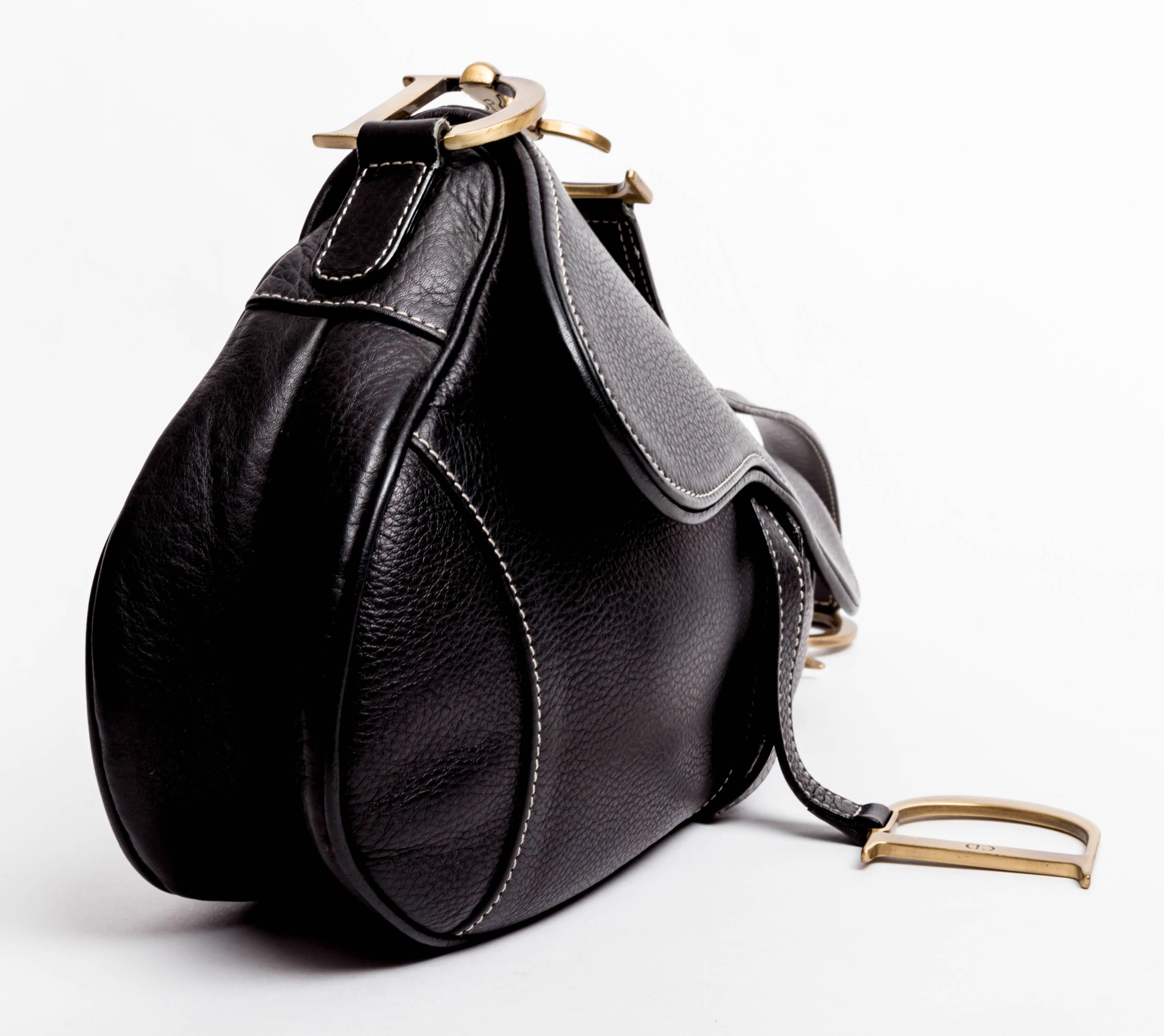 Christian Dior Black Leather Saddle Bag 2