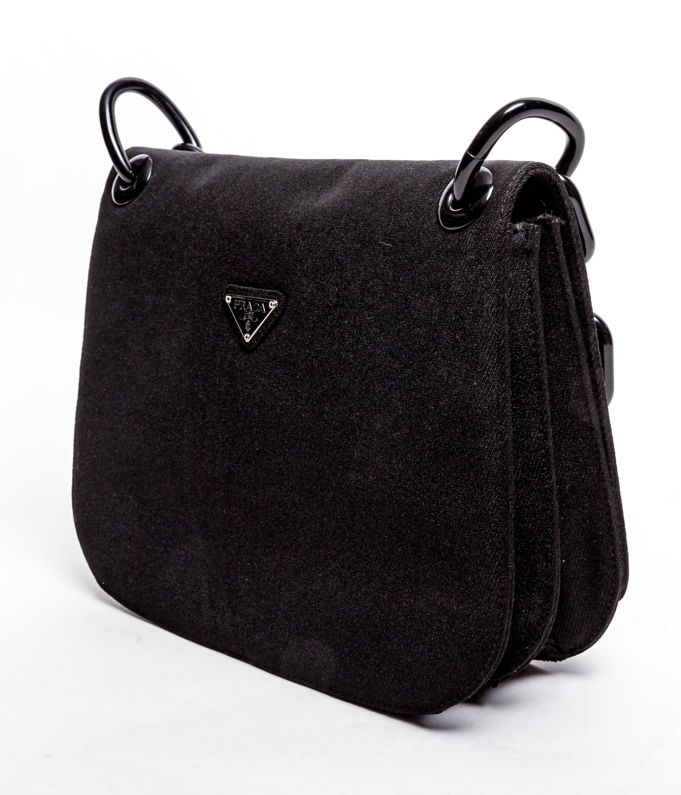 Prada Nylon Structured Shoulder Bag with Chain Handle In New Condition In Westhampton Beach, NY