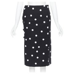 MONSE black white polka dot stif cotton button side pencil skirt US0 26"