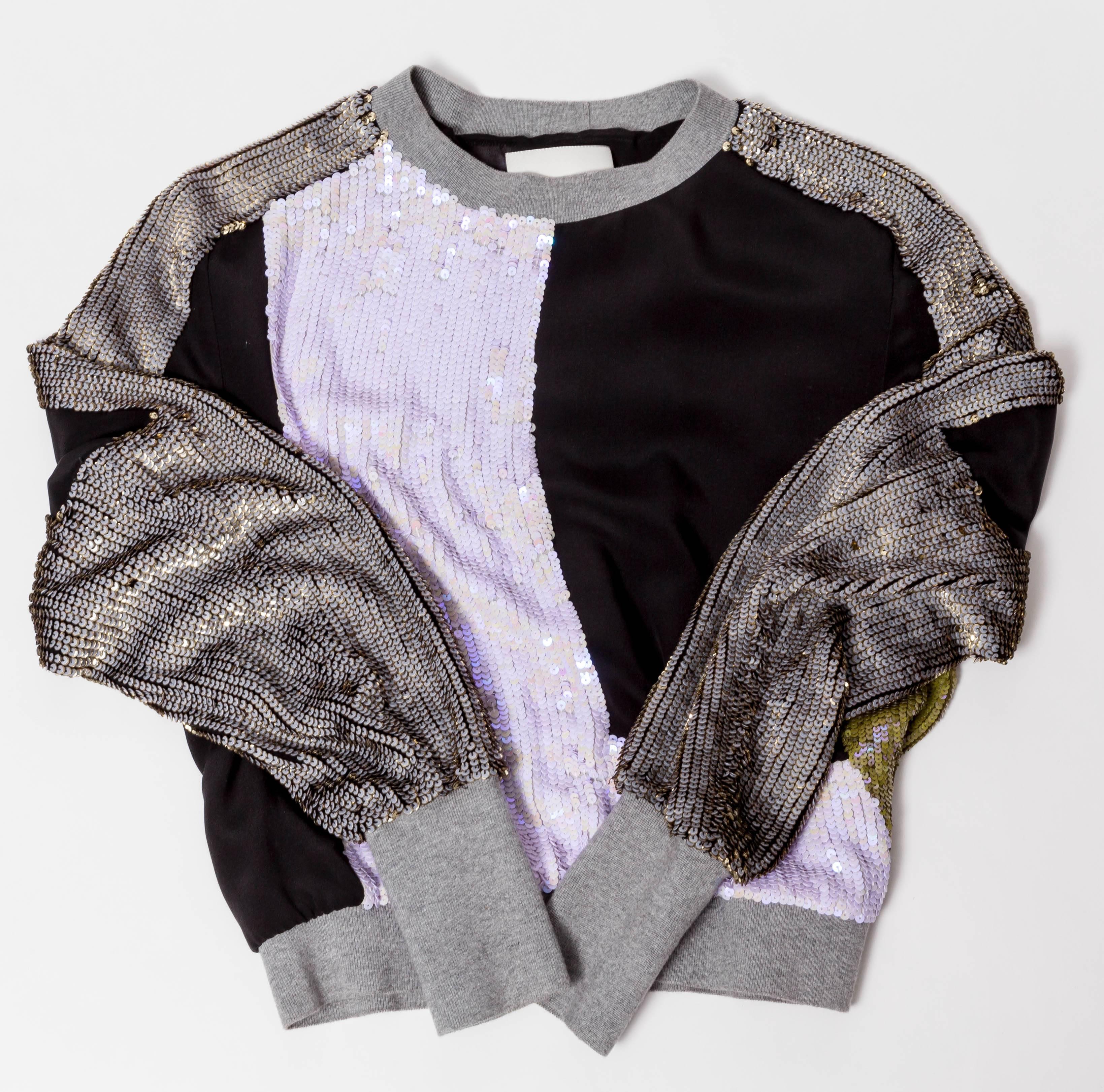 Phillip Lim Sequin Sweatshirt - Size 4 In Excellent Condition In Westhampton Beach, NY