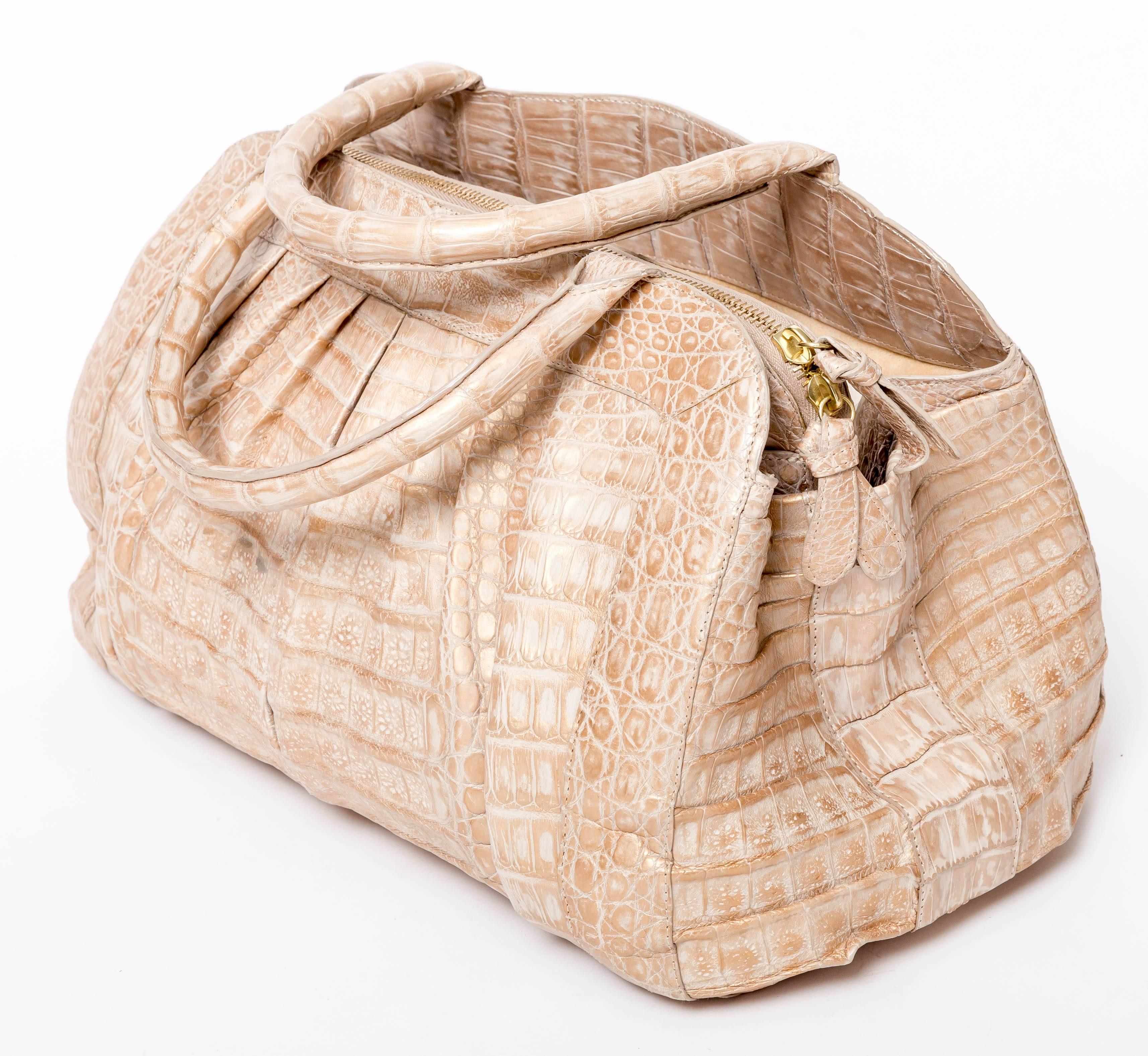 Nancy Gonzalez Crocodile Zip Top Bowling Bag  In Excellent Condition In Westhampton Beach, NY
