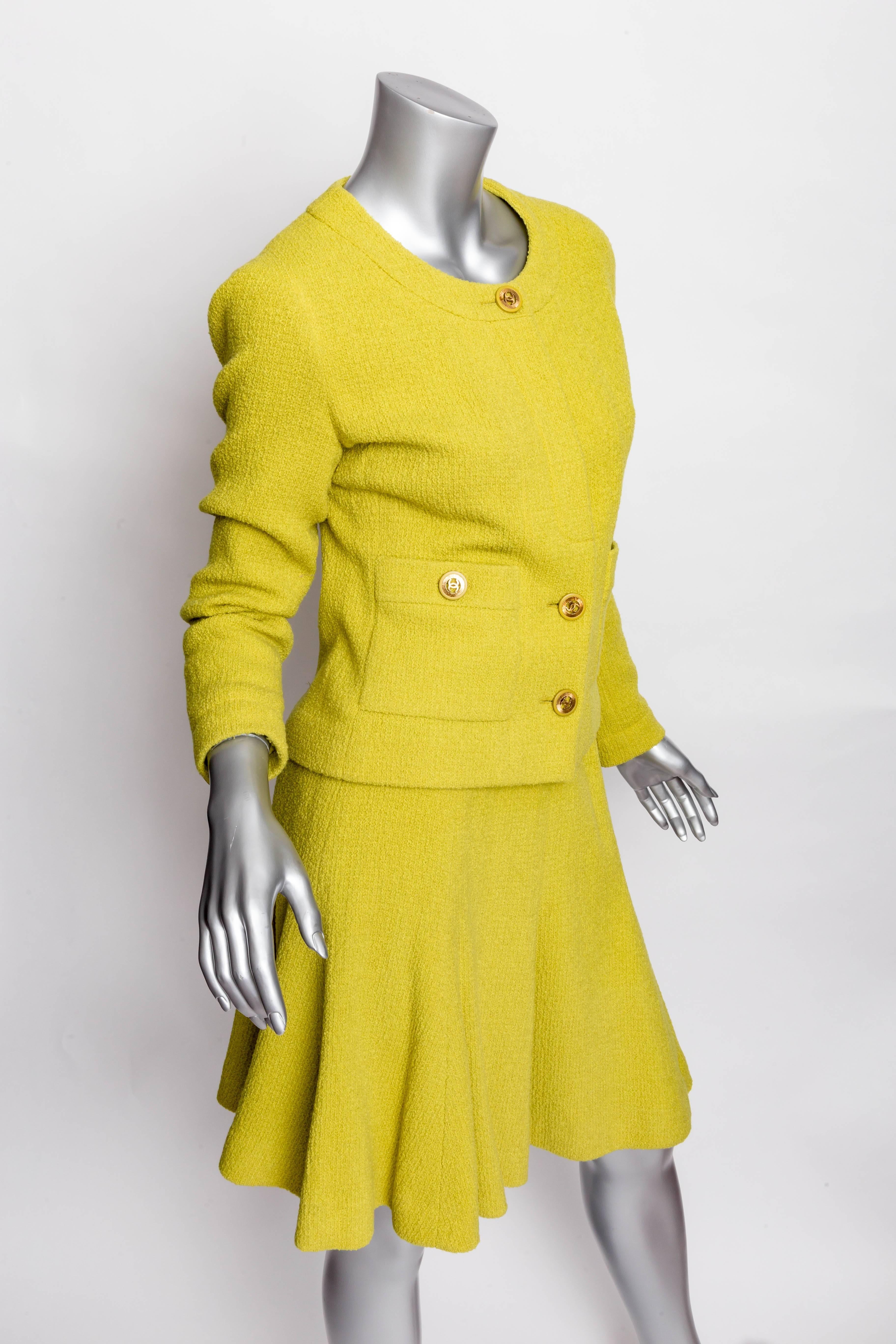 Yellow Chanel Skirt Suit - Size 36