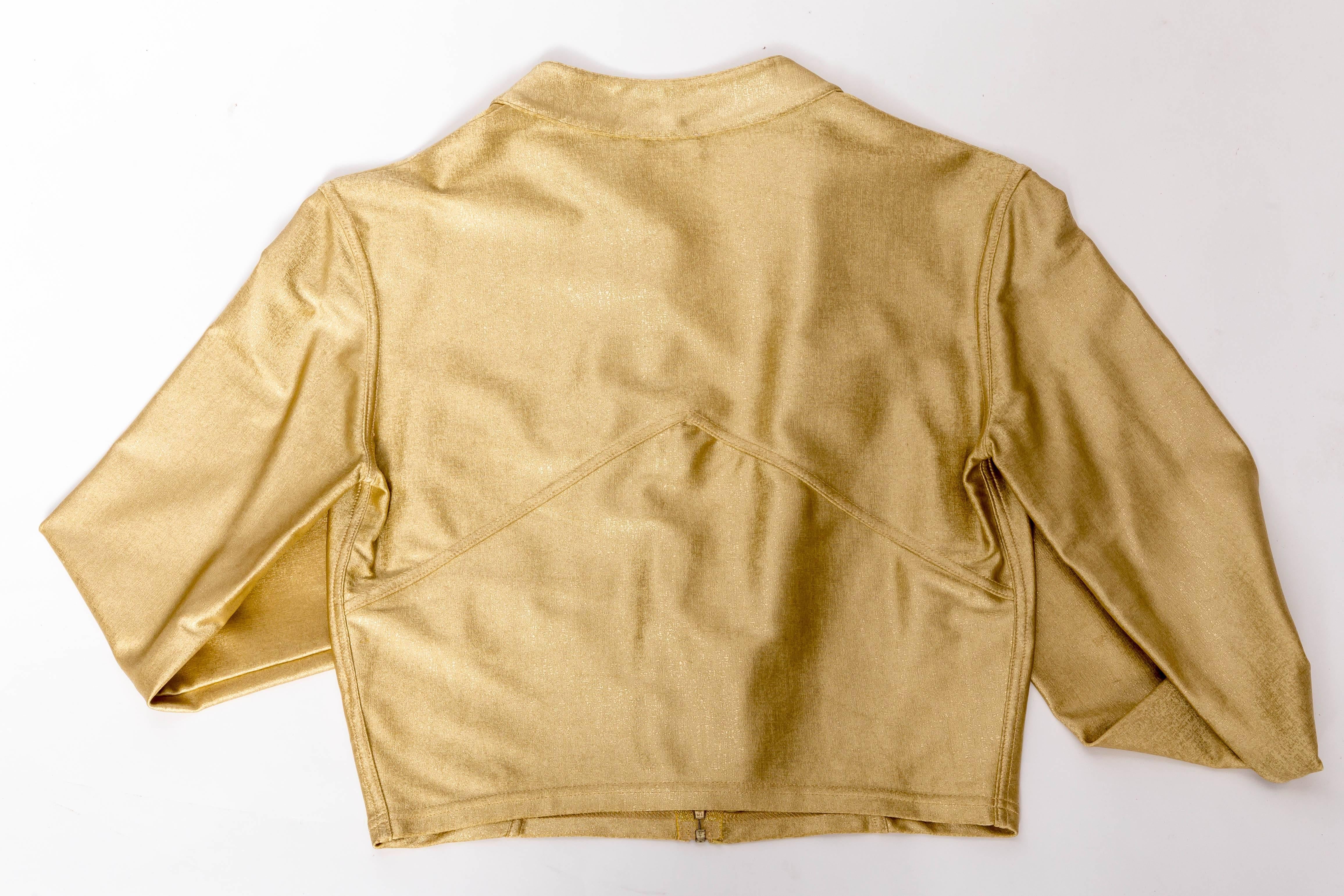 Women's Vintage Chanel Gold Cropped Zip Top - Size 38