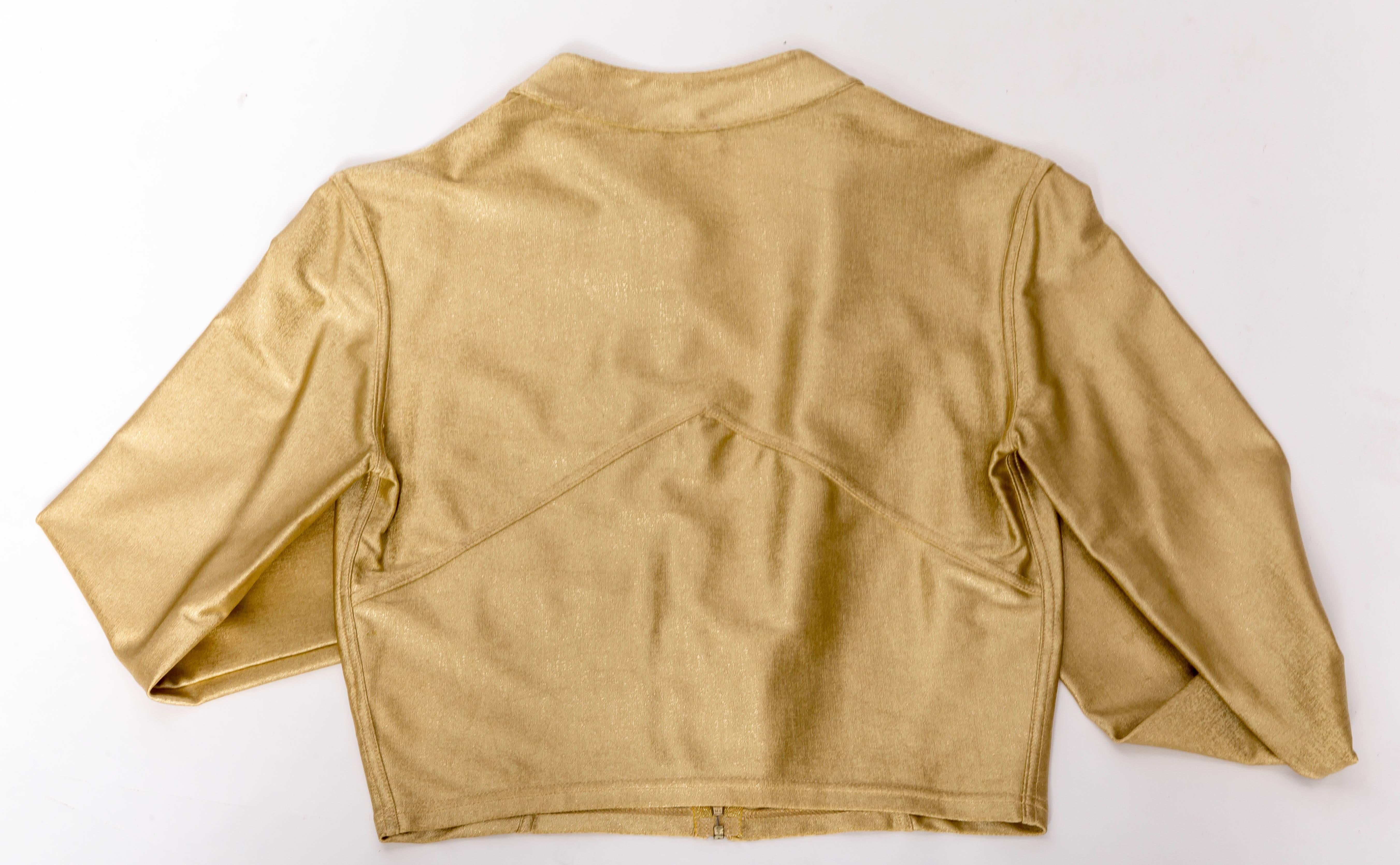 Vintage Chanel Gold Cropped Zip Top - Size 38 1