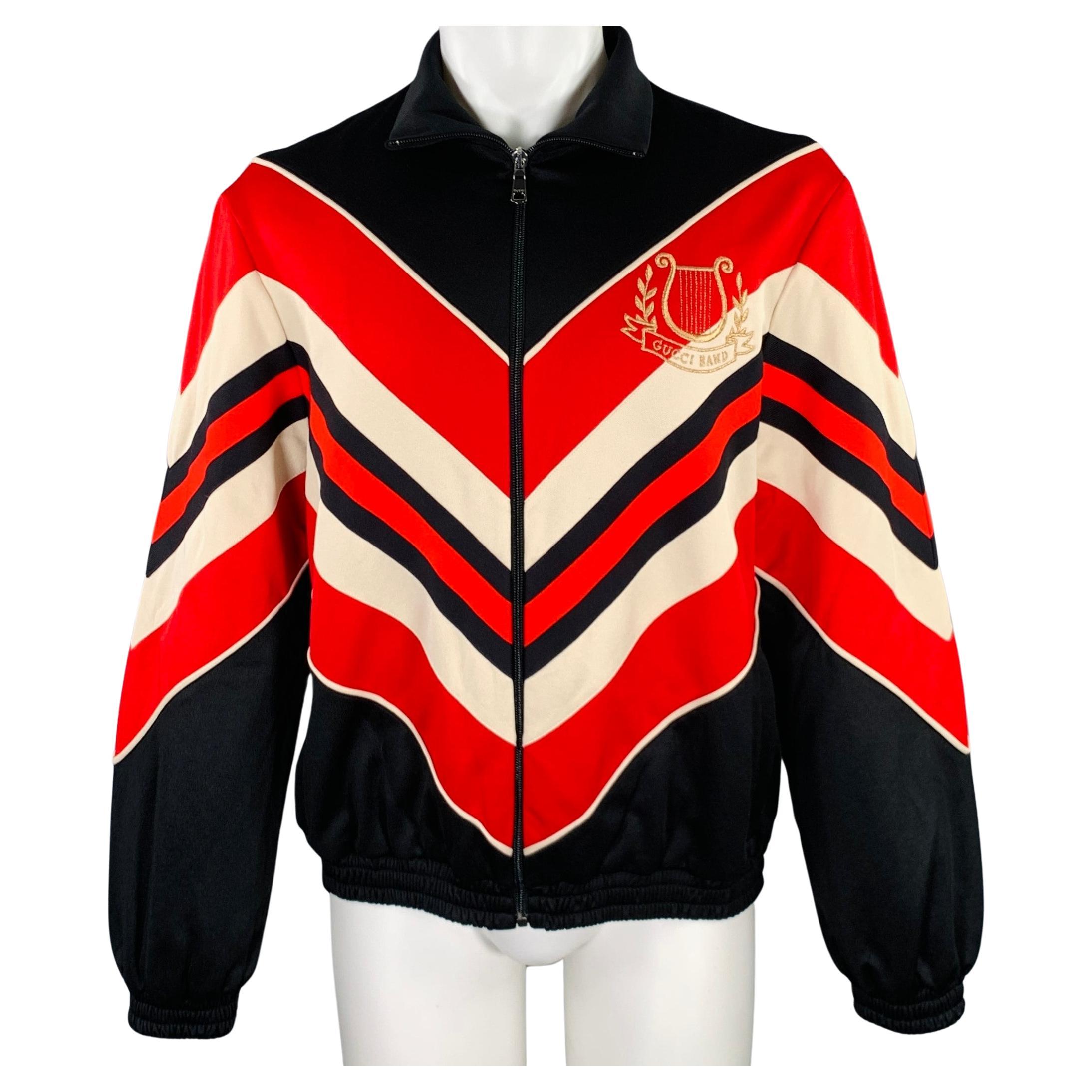 GUCCI  2019 Taglia S Nero Rosso Ricamo Poliestere Cotone Giacca Zip Up & Up