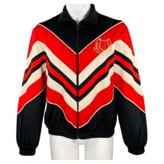 GUCCI  2019 Size S Black Red Embroidery Polyester Cotton Zip Up Jacket