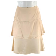 CHANEL Size 4 Beige Silk Layered Below Knee Skirt