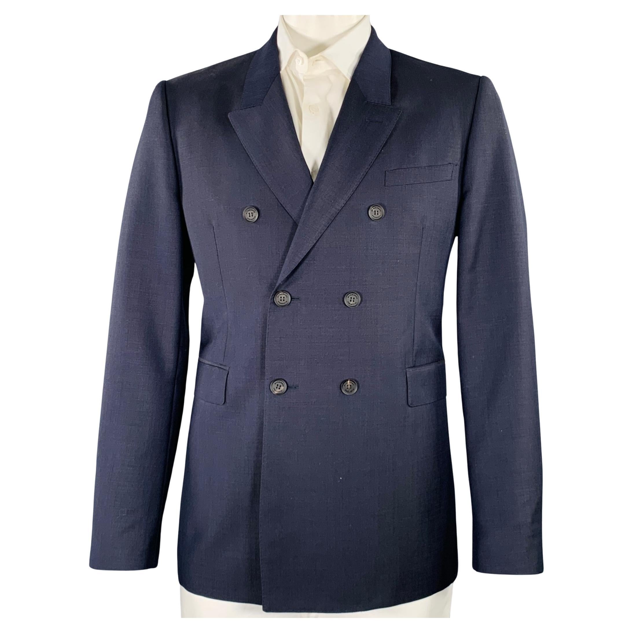 BURBERRY PRORSUM Größe 44 Blauer indigoblauer doppelreihiger Sportmantel