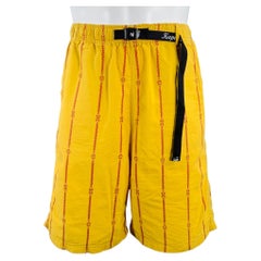 KAPITAL Größe M Gelb Orange Gestreift Baumwolle Leinen Kordelzug Shorts