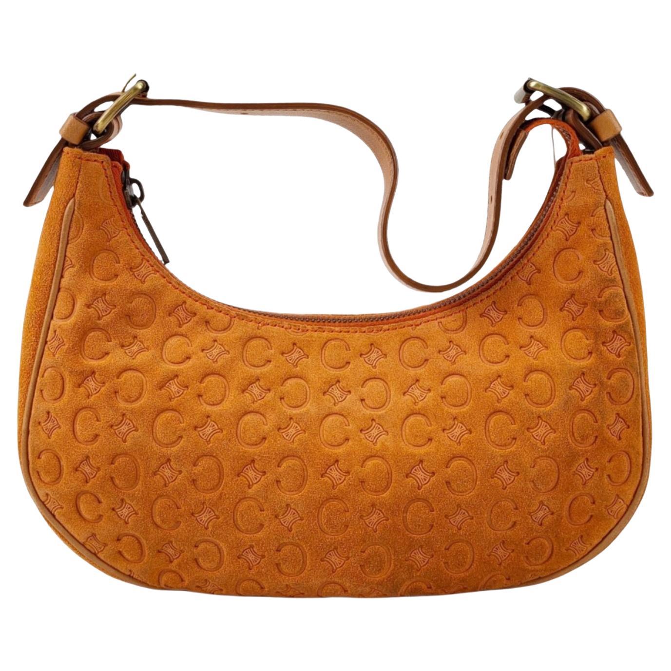 Celine Ava Hobo Pumpkin Camel Suede Leather Shoulder Bag