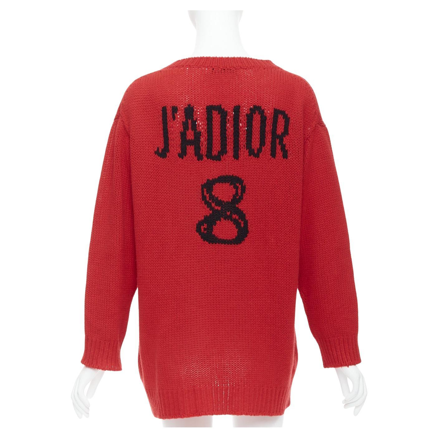 CHRISTIAN DIOR 100% cashmere red black J'Adior 8 oversized sweater FR34 XS For Sale