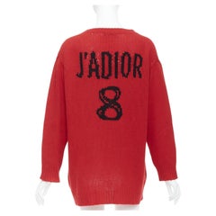 CHRISTIAN DIOR 100% Kaschmir Rot Schwarz J'Adior 8 übergroßer Pullover FR34 XS