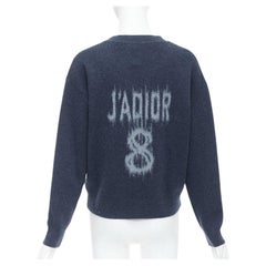 CHRISTIAN DIOR cashmere blend grey blue J'adior 8 boxy sweater FR36 S