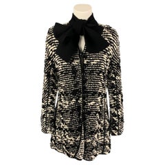GIORGIO ARMANI Cappotto con bottoni in misto viscosa bianco e nero taglia 4