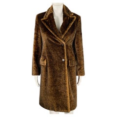 PRADA Größe 2 Brauner Kamel Mohair Kunstpelz Mantel