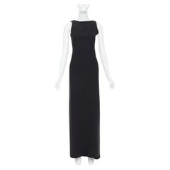 THIMISTER Vintage black asymmetric back drape taped long dress FR36 S