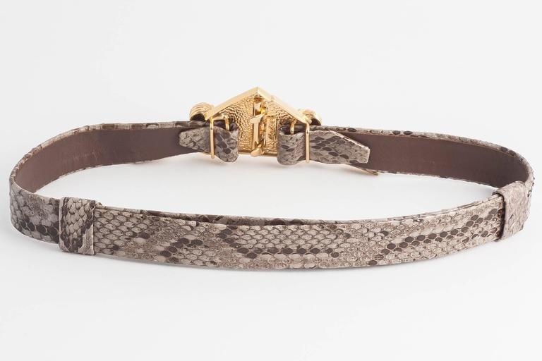 Egyptian Sphinx snakeskin adjustable belt, 1980s For Sale at 1stDibs