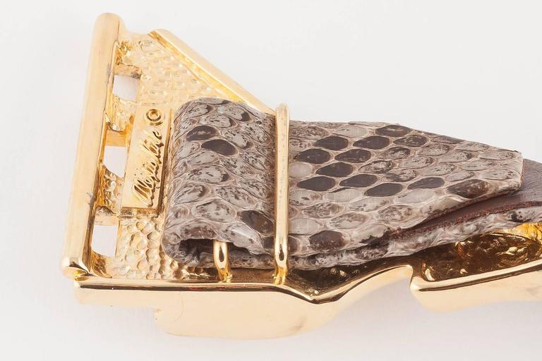 Egyptian Sphinx snakeskin adjustable belt, 1980s For Sale at 1stDibs