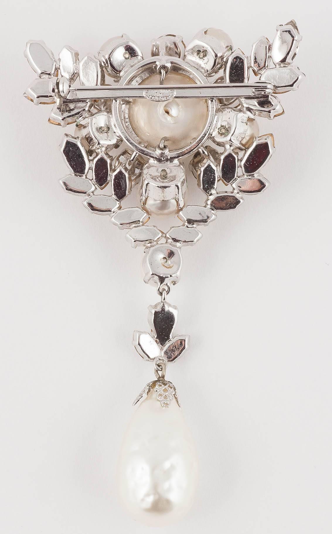 Baroque Christian Dior baroque pearl and clear paste brooch, dated 1961